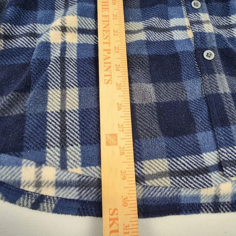 Freedom Foundry Plaid Fleece Shirt Jacket Men's XL Blue Shacket Button Front